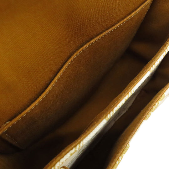 CELINE Shoulder Bag Calfskin white Macadam Pattern