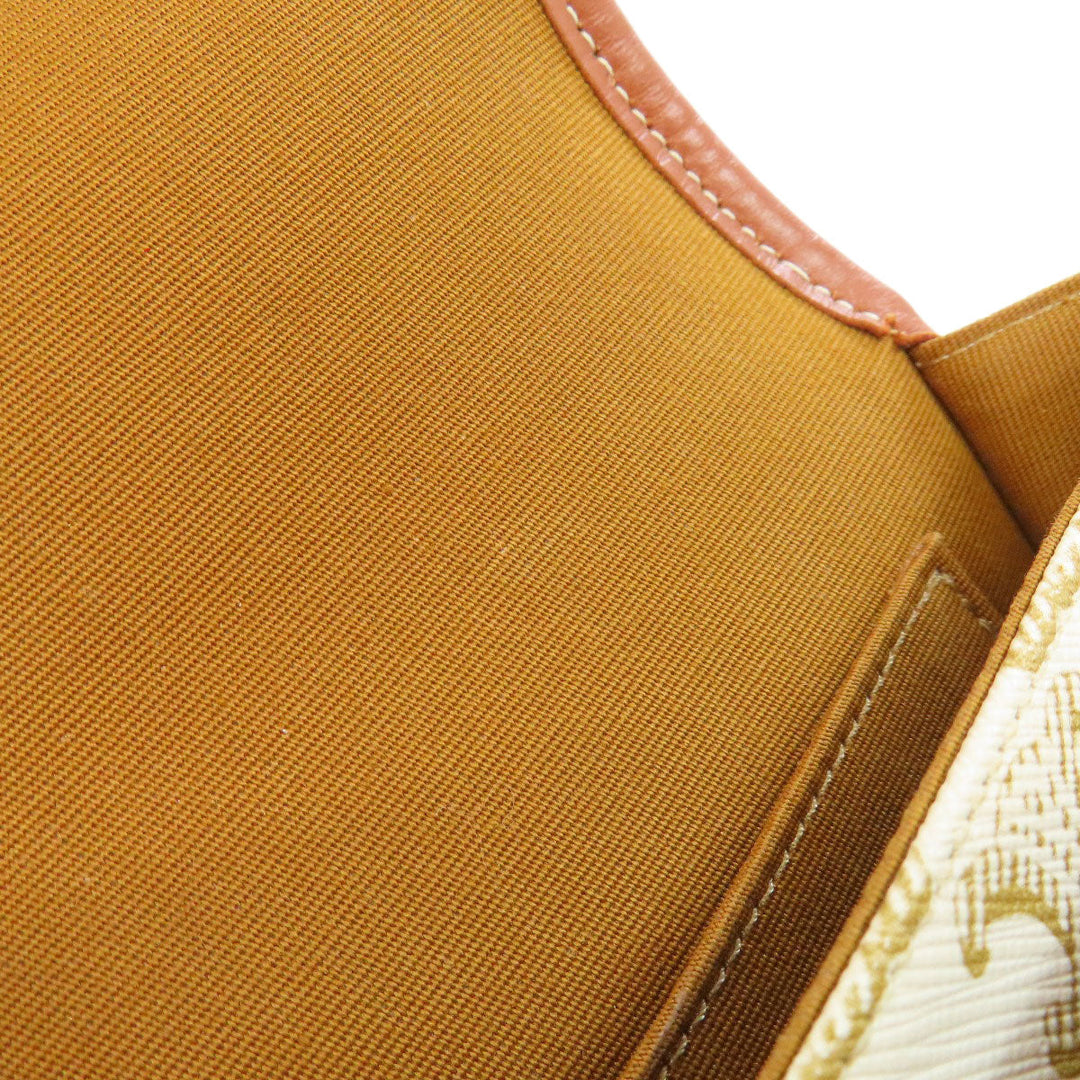 CELINE Shoulder Bag Calfskin white Macadam Pattern