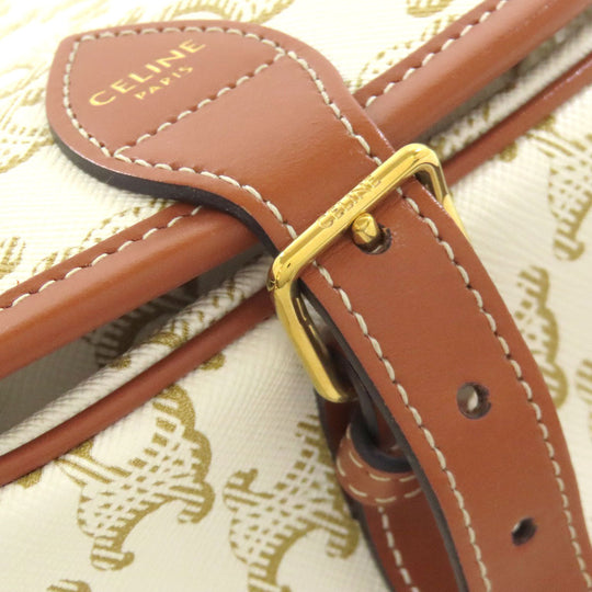 CELINE Shoulder Bag Calfskin white Macadam Pattern
