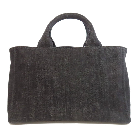 PRADA Tote Bag B2642B denim black Canapa 2WAY Women Used Authentic