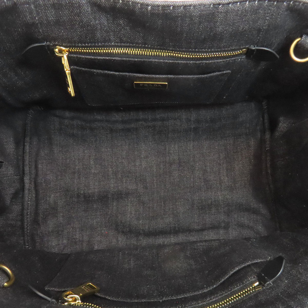 PRADA Tote Bag B2642B denim black Canapa 2WAY Women Used Authentic