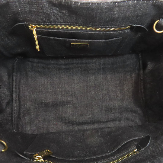 PRADA Tote Bag B2642B denim black Canapa 2WAY Women Used Authentic