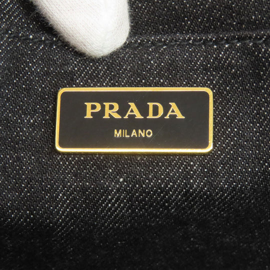 PRADA Tote Bag B2642B denim black Canapa 2WAY Women Used Authentic
