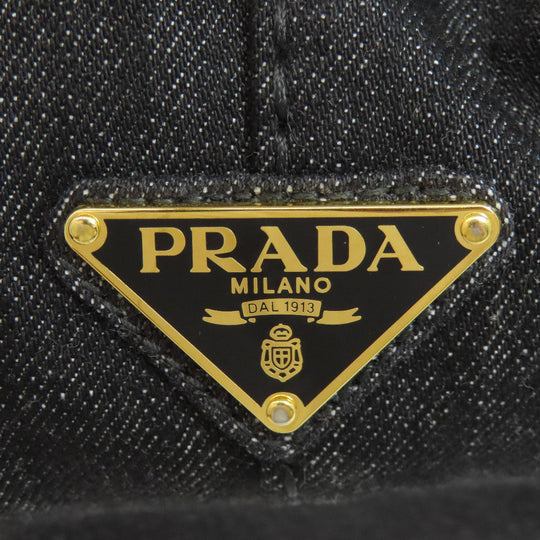 PRADA Tote Bag B2642B denim black Canapa 2WAY Women Used Authentic