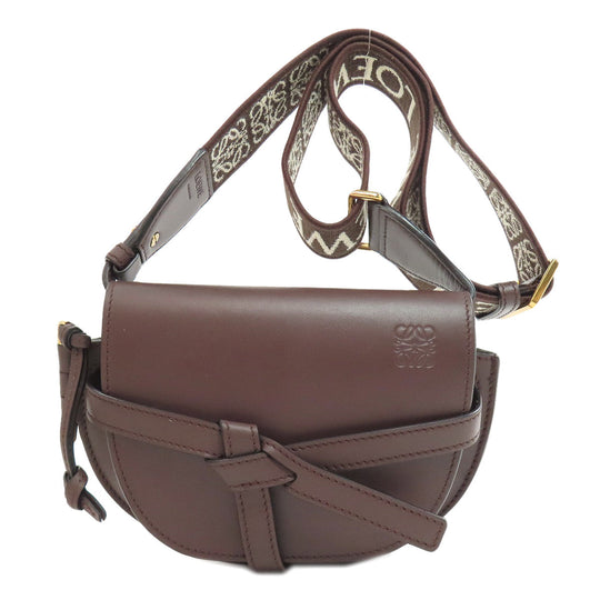 LOEWE Shoulder Bag Calfskin Brown Gate bag Women Used Authentic