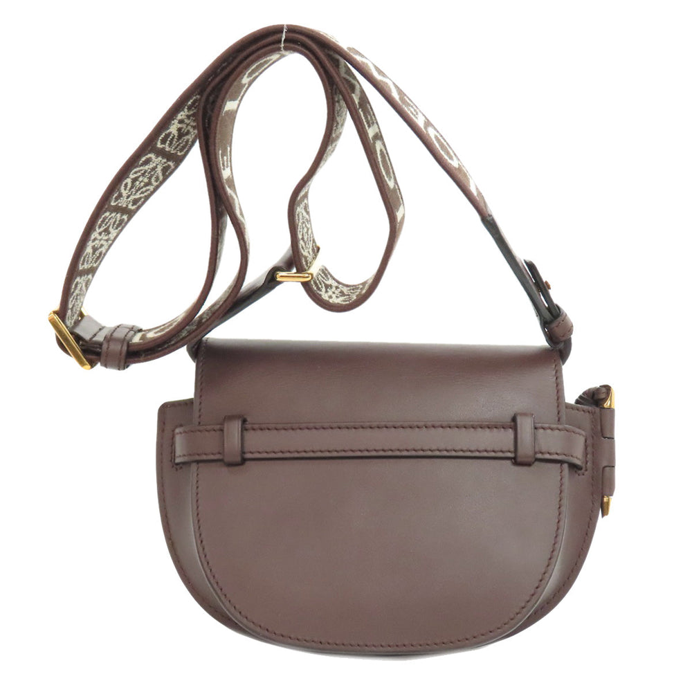 LOEWE Shoulder Bag Calfskin Brown Gate bag Women Used Authentic