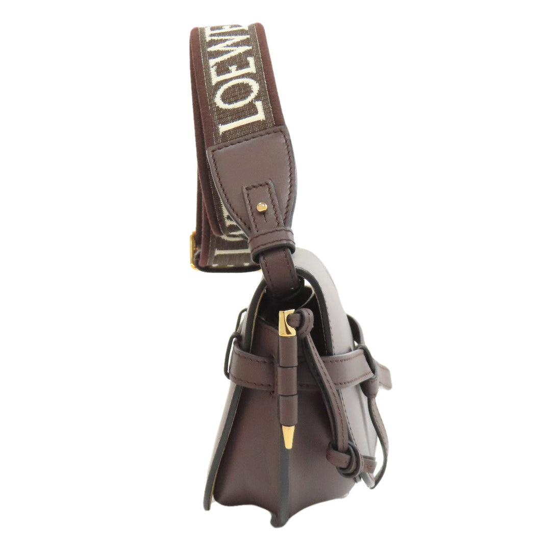 LOEWE Shoulder Bag Calfskin Brown Gate bag Women Used Authentic