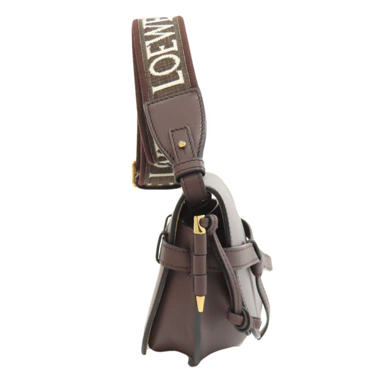 LOEWE Shoulder Bag Calfskin Brown Gate bag Women Used Authentic
