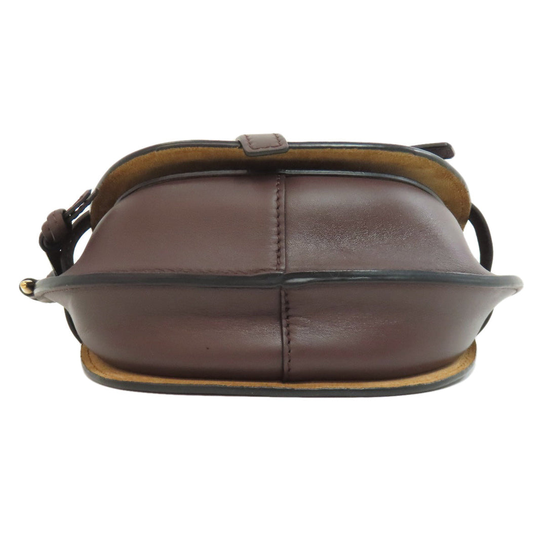 LOEWE Shoulder Bag Calfskin Brown Gate bag Women Used Authentic