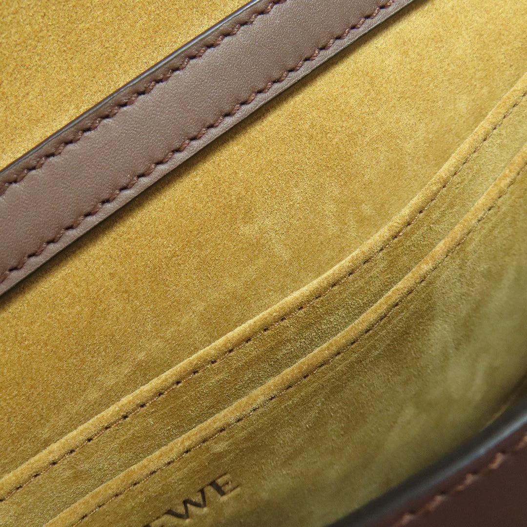 LOEWE Shoulder Bag Calfskin Brown Gate bag Women Used Authentic