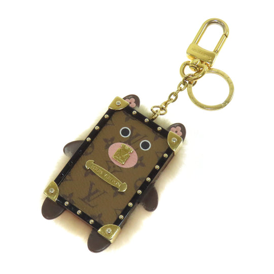 LOUIS VUITTON key ring M69551 Metal , Monogram Canvas gold bijou sack wild fur Women Used Authentic