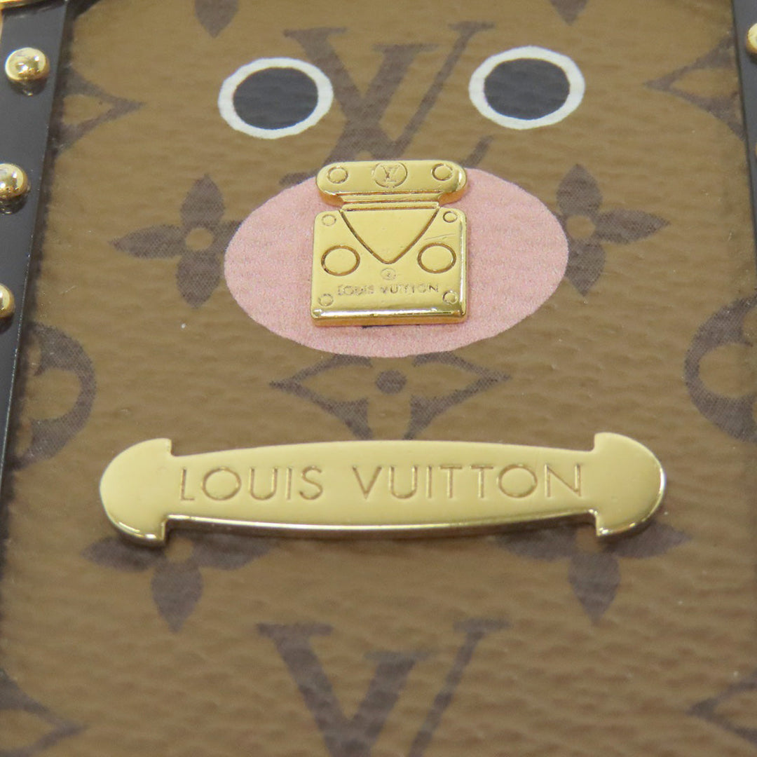 LOUIS VUITTON key ring M69551 Metal , Monogram Canvas gold bijou sack wild fur Women Used Authentic