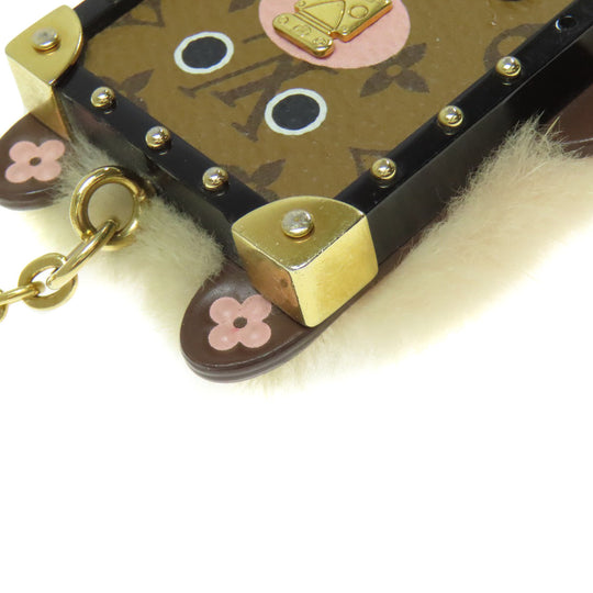 LOUIS VUITTON key ring M69551 Metal , Monogram Canvas gold bijou sack wild fur Women Used Authentic