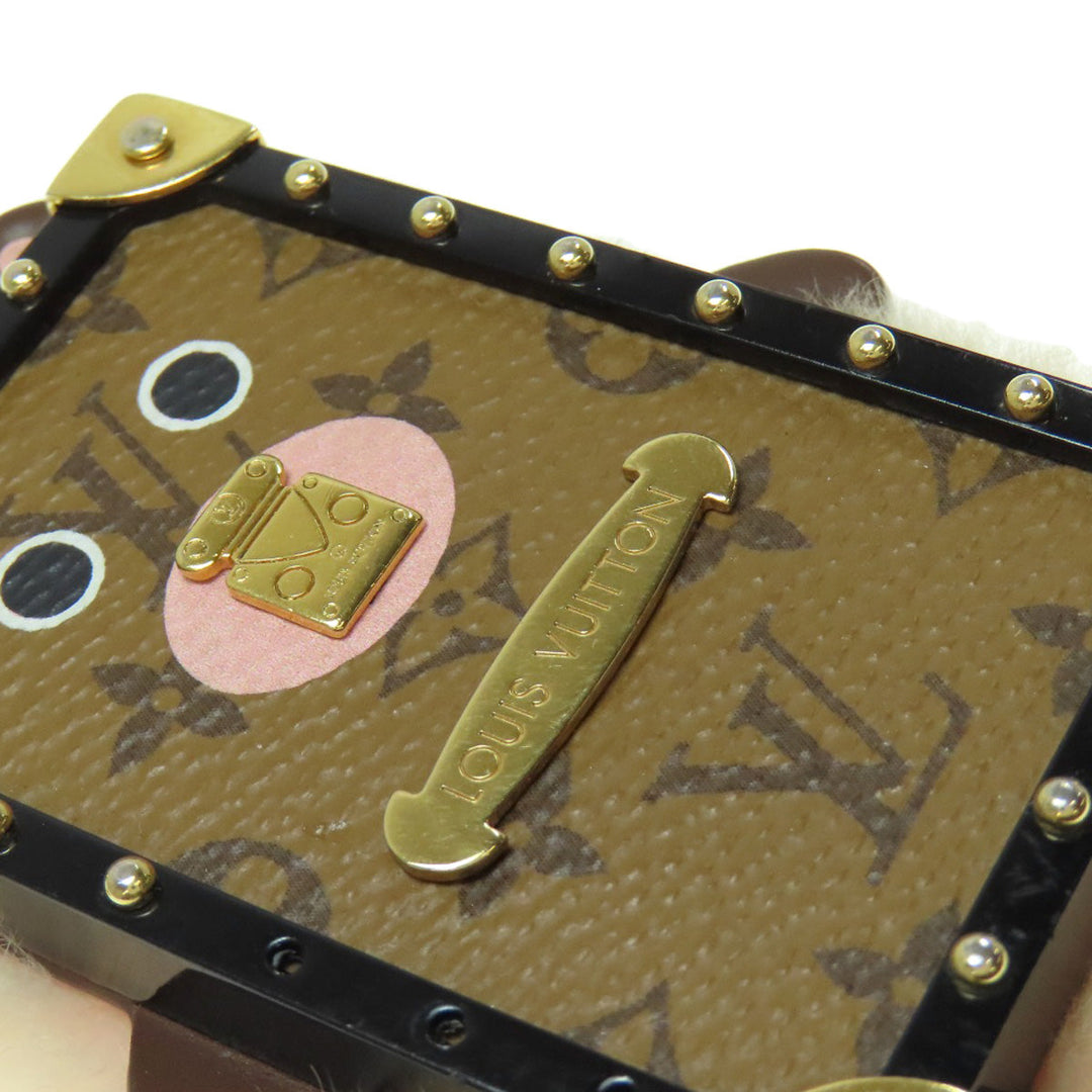 LOUIS VUITTON key ring M69551 Metal , Monogram Canvas gold bijou sack wild fur Women Used Authentic