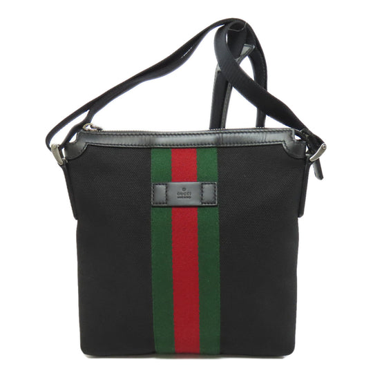 GUCCI Shoulder Bag 631195 canvas black Sherry line outlet Women Used Authentic