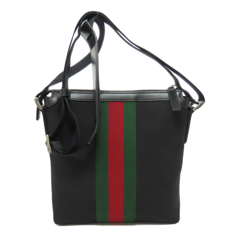 GUCCI Shoulder Bag 631195 canvas black Sherry line outlet Women Used Authentic