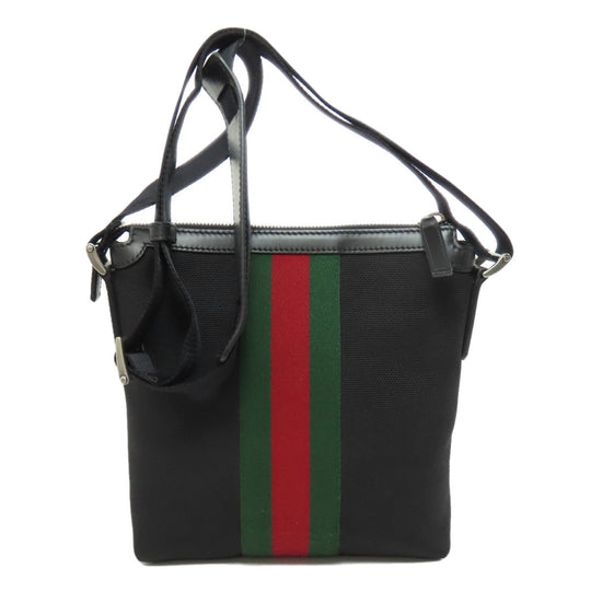 GUCCI Shoulder Bag 631195 canvas black Sherry line outlet Women Used Authentic