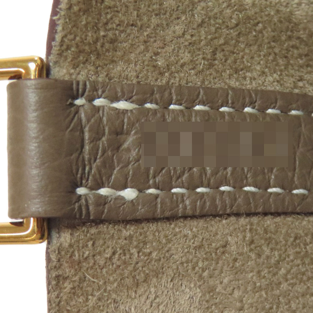 HERMES Handbag Taurillon Clemence beige Picotin Lock MM Etoupe Gold Metal