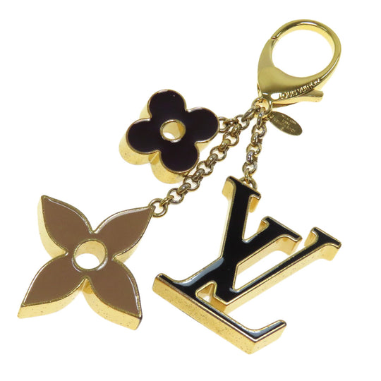 LOUIS VUITTON key ring M67119 metallic gold Bag Charm Fleur de Monogram Women Used Authentic