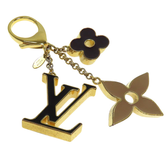 LOUIS VUITTON key ring M67119 metallic gold Bag Charm Fleur de Monogram Women Used Authentic