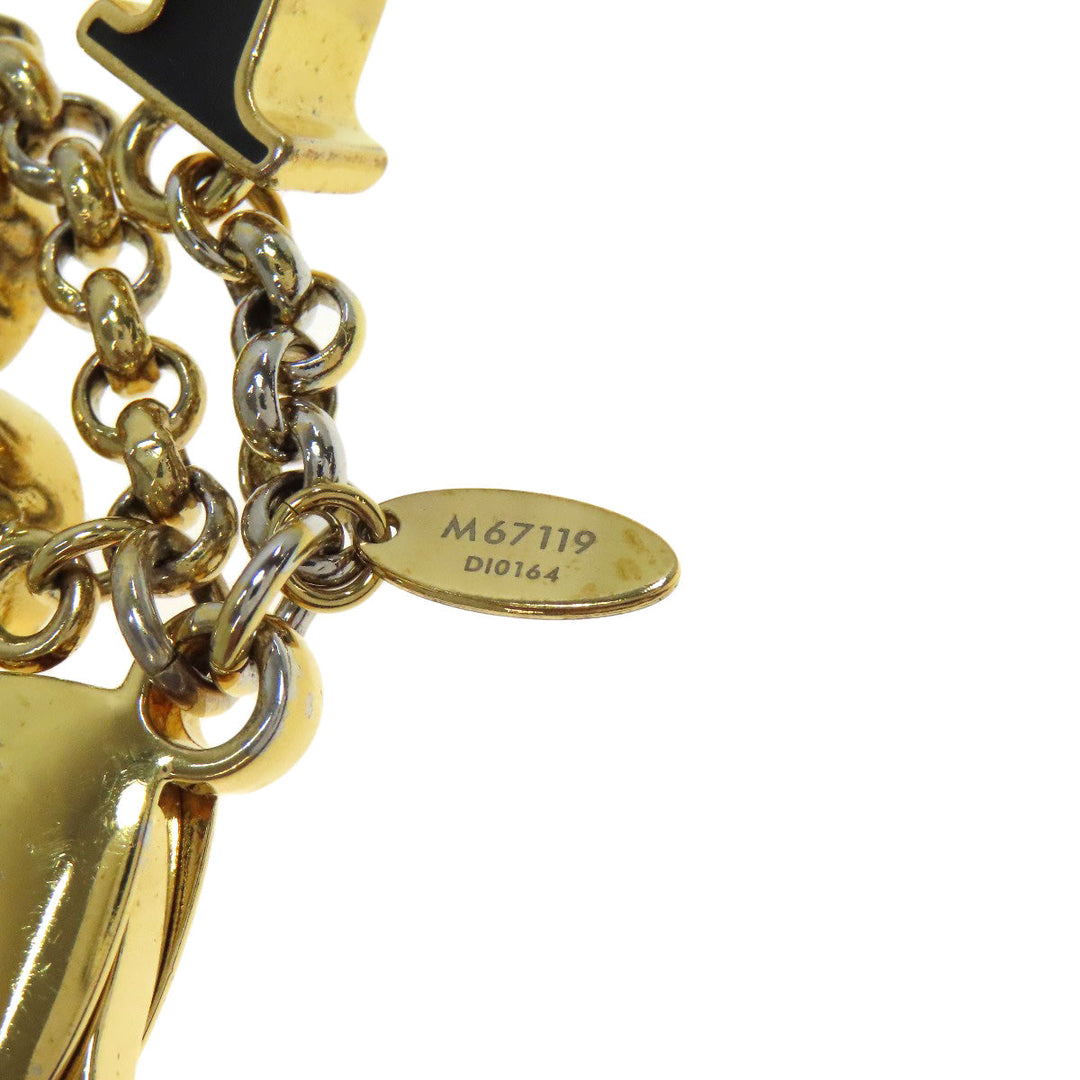 LOUIS VUITTON key ring M67119 metallic gold Bag Charm Fleur de Monogram Women Used Authentic