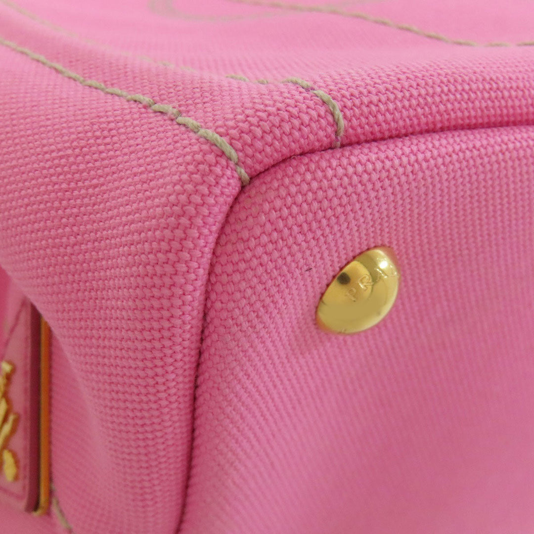 PRADA Tote Bag canvas pink Canapa Mini 2WAY Women Used Authentic