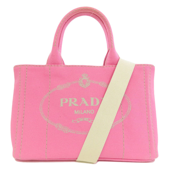 PRADA Tote Bag canvas pink Canapa Mini 2WAY Women Used Authentic