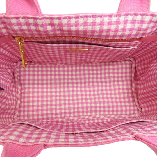 PRADA Tote Bag canvas pink Canapa Mini 2WAY Women Used Authentic