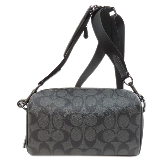 COACH Shoulder Bag CJ674 PVC black Signature Women Used Authentic