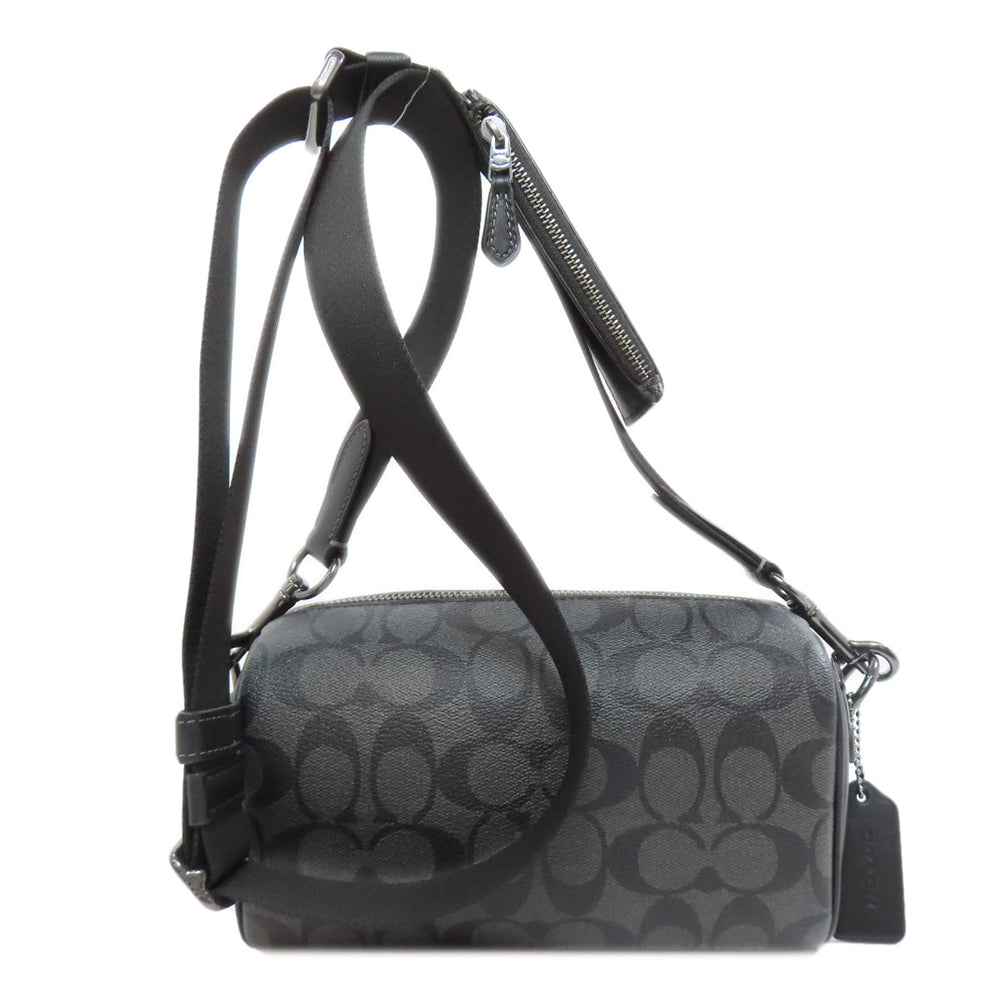 COACH Shoulder Bag CJ674 PVC black Signature Women Used Authentic