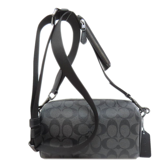 COACH Shoulder Bag CJ674 PVC black Signature Women Used Authentic