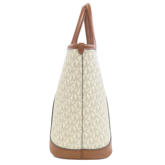 MICHAEL KORS Tote Bag PVC white MK Signature 2WAY Women Used Authentic