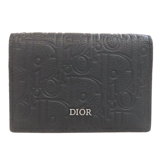Christian Dior Card Case leather black Trotter Pattern