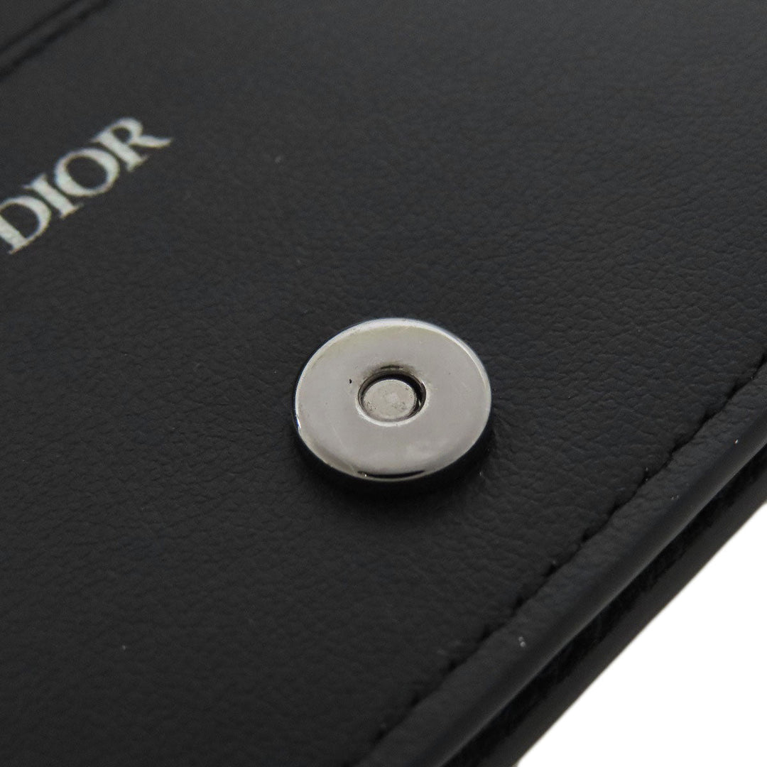Christian Dior Card Case leather black Trotter Pattern
