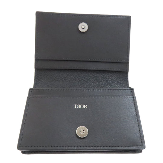 Christian Dior Card Case leather black Trotter Pattern