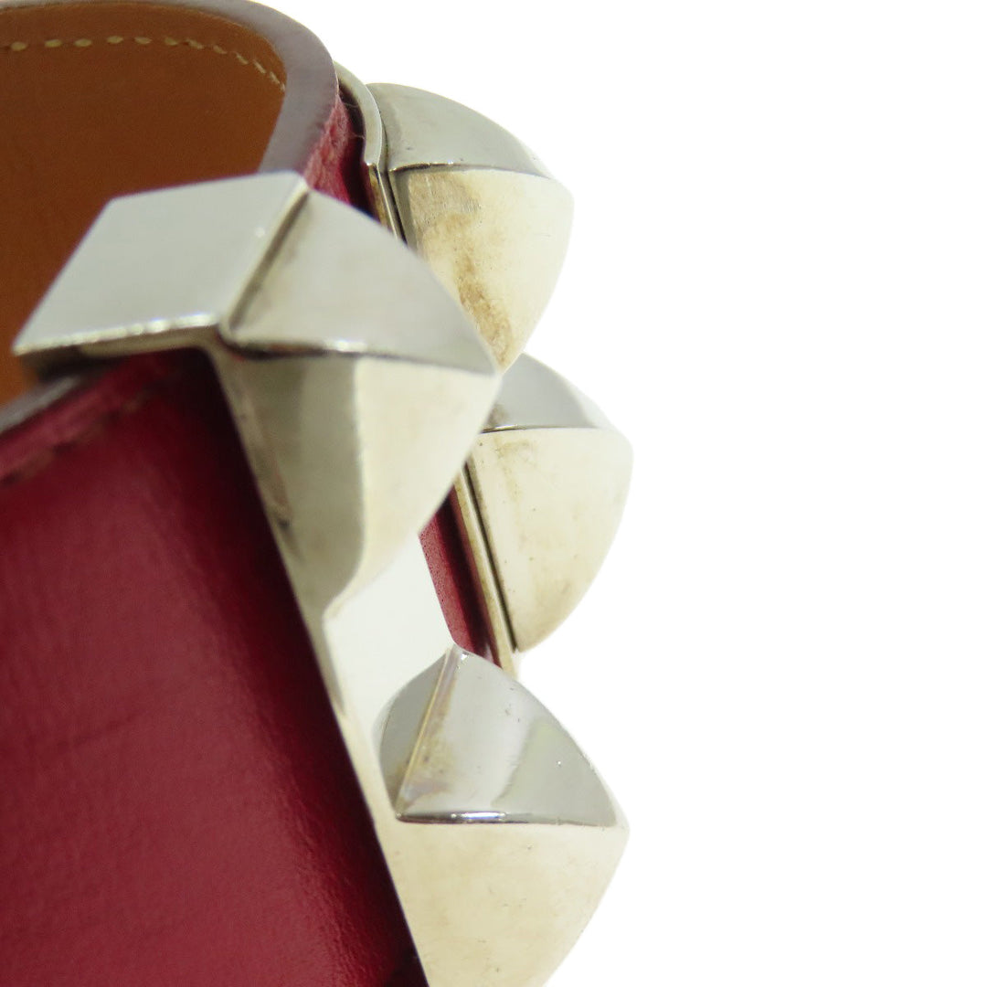HERMES bracelet Calfskin Red Collie do cyan Women Used Authentic