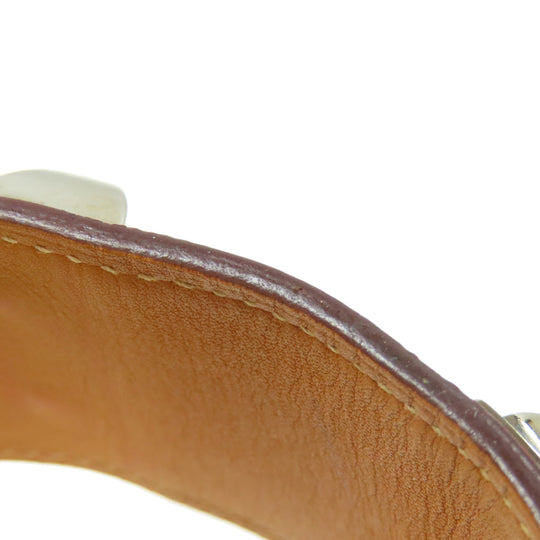 HERMES bracelet Calfskin Red Collie do cyan Women Used Authentic