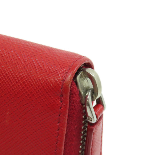 PRADA Long Wallet Purse Safiano Red logo Women Used Authentic