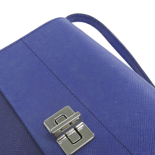 PRADA Long Wallet Purse Safiano blue Shoulder wallet