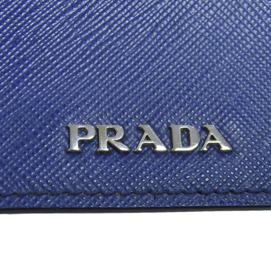 PRADA Long Wallet Purse Safiano blue Shoulder wallet