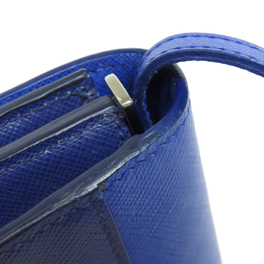 PRADA Long Wallet Purse Safiano blue Shoulder wallet