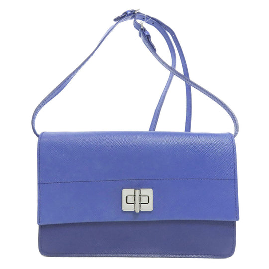 PRADA Long Wallet Purse Safiano blue Shoulder wallet