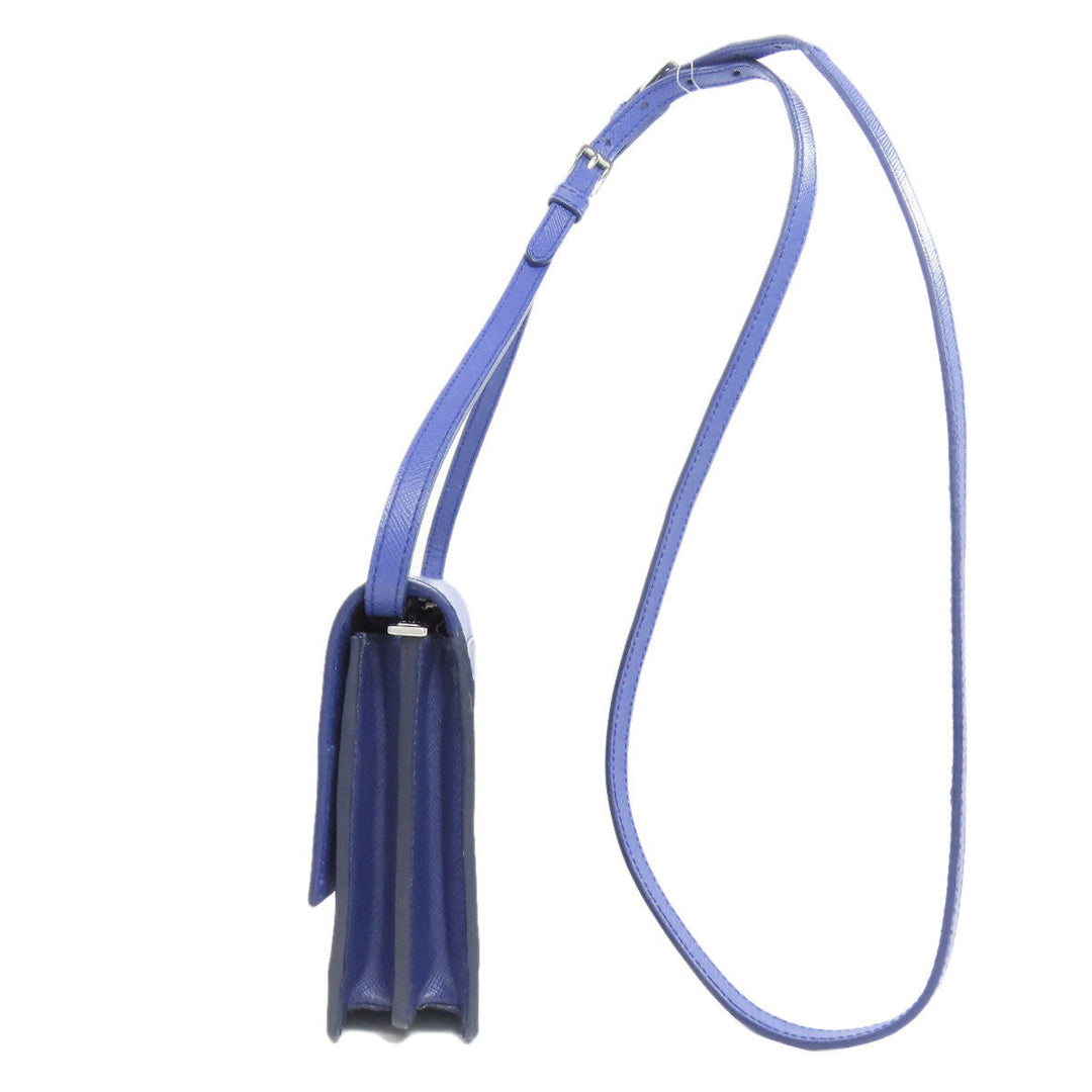 PRADA Long Wallet Purse Safiano blue Shoulder wallet