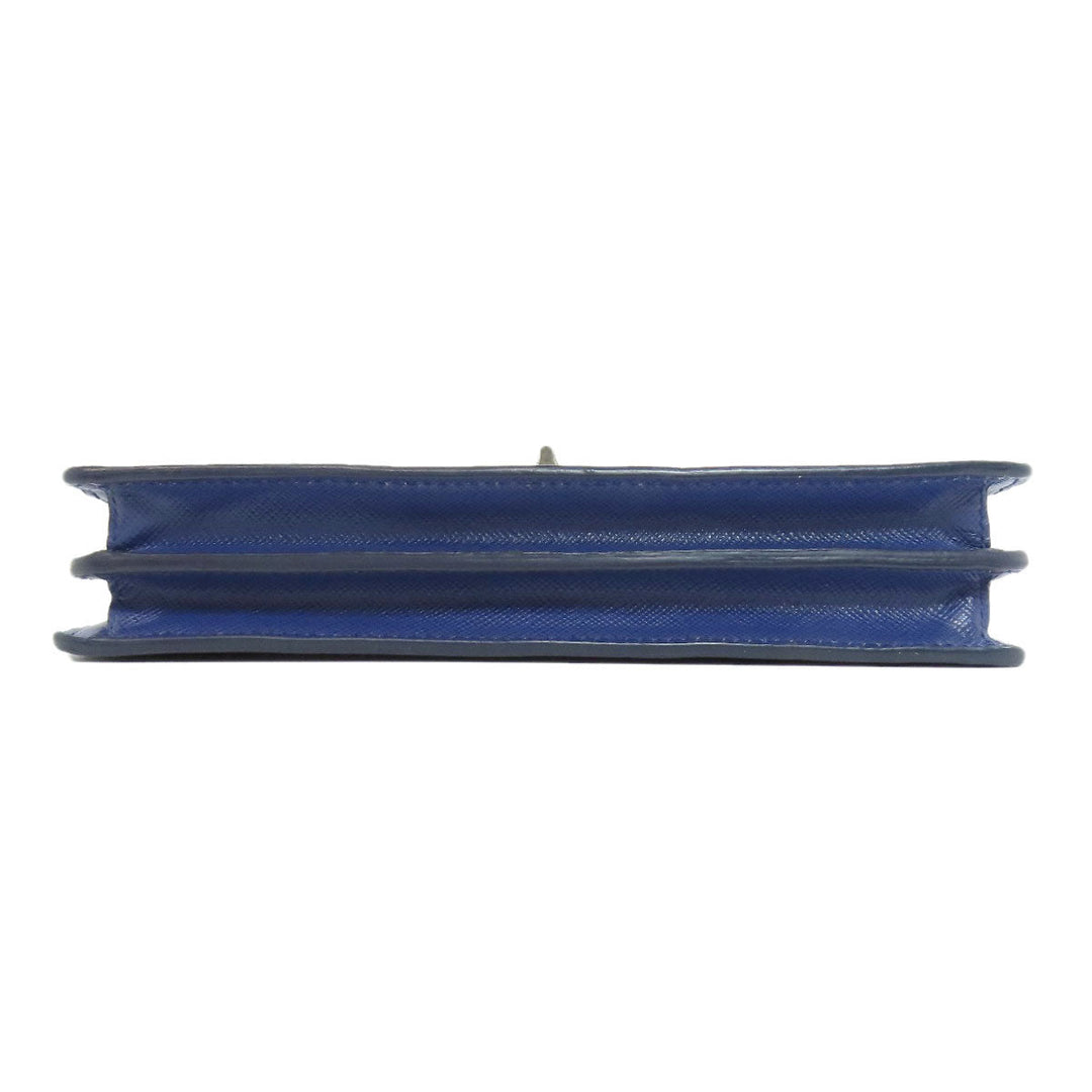 PRADA Long Wallet Purse Safiano blue Shoulder wallet