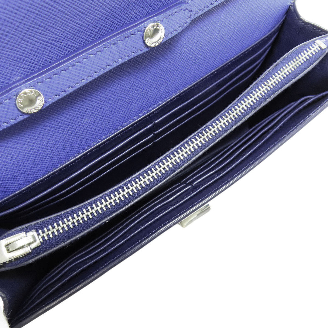 PRADA Long Wallet Purse Safiano blue Shoulder wallet