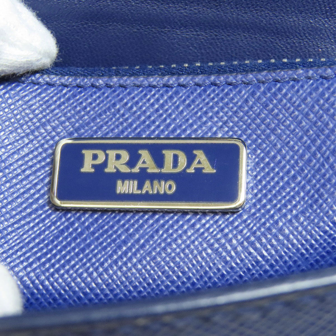 PRADA Long Wallet Purse Safiano blue Shoulder wallet