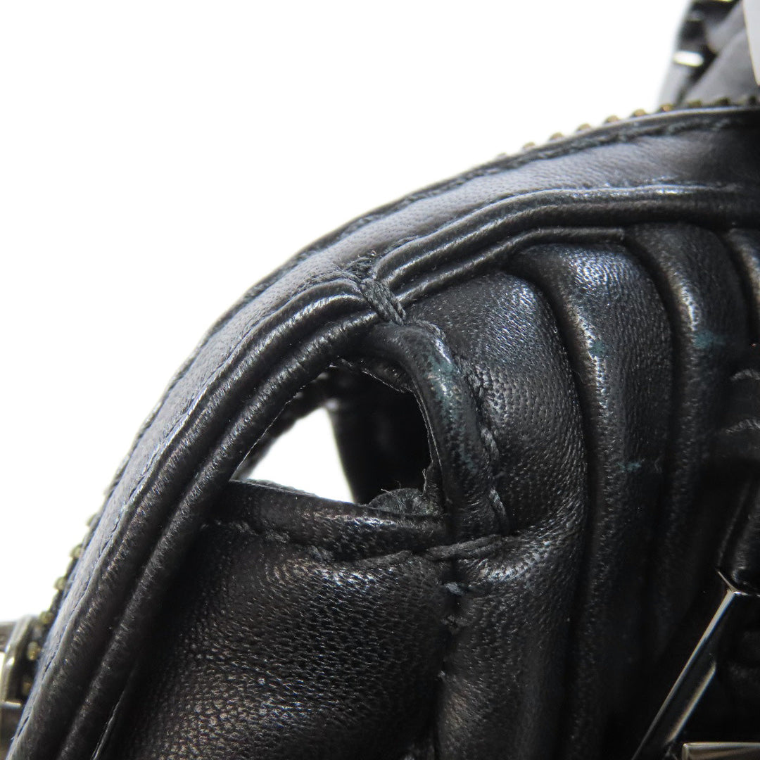 COLE HAAN Handbag leather black Simple design Women Used Authentic