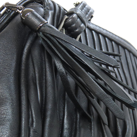 COLE HAAN Handbag leather black Simple design Women Used Authentic
