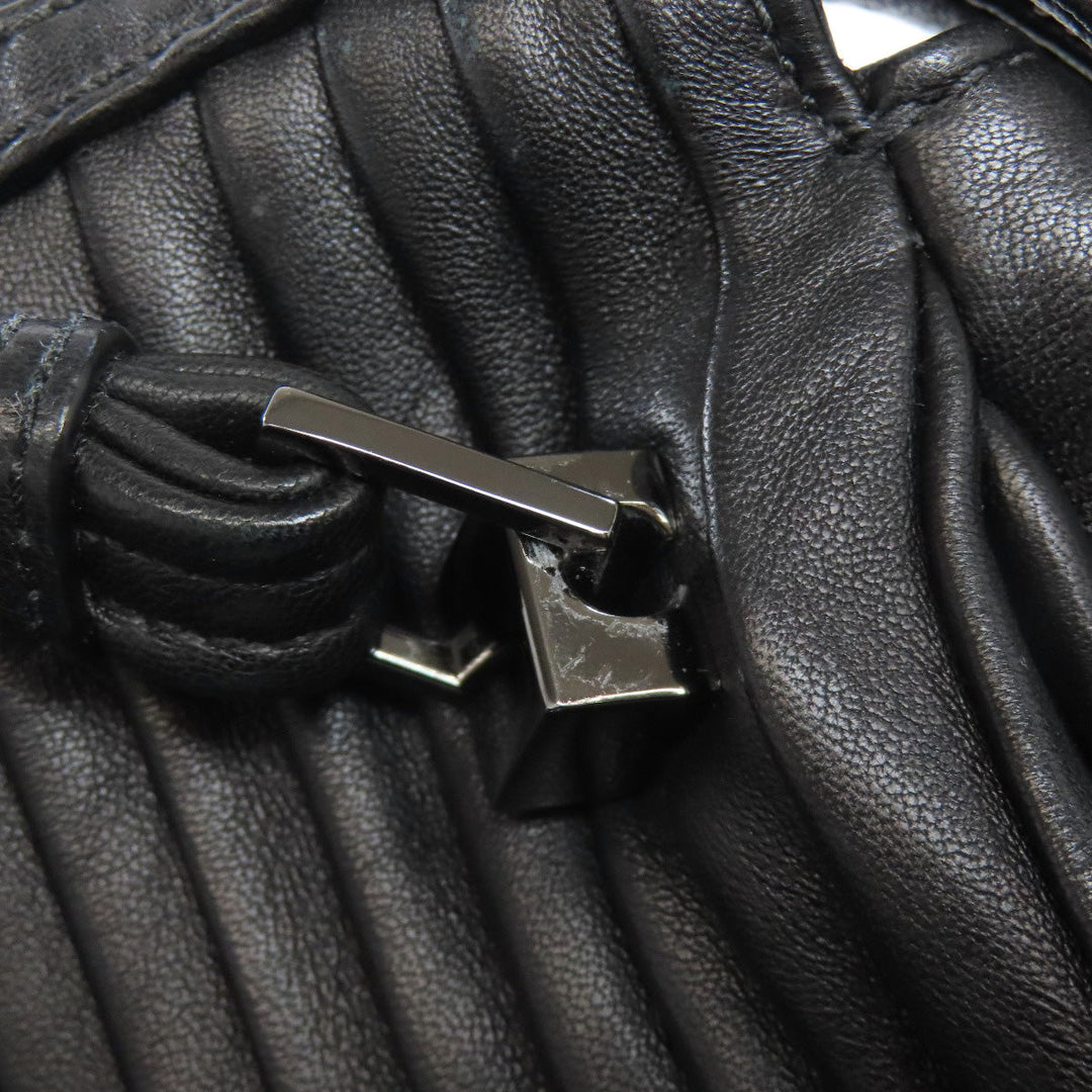 COLE HAAN Handbag leather black Simple design Women Used Authentic
