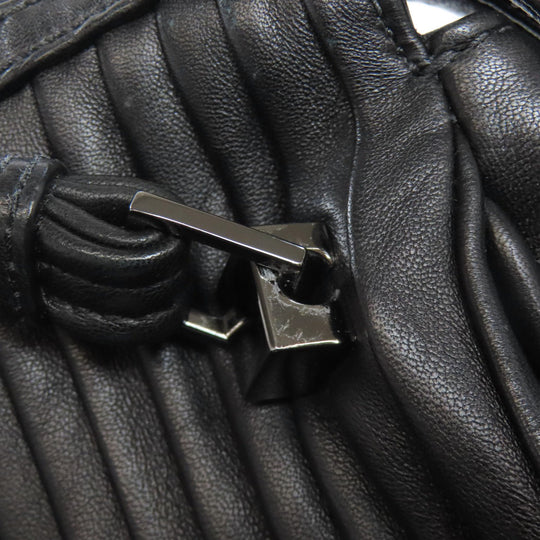 COLE HAAN Handbag leather black Simple design Women Used Authentic